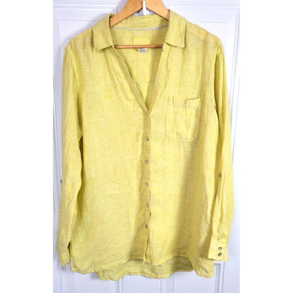 Sigrid Olsen Long Sleeve Linen Button-Up Shirt Si… - image 1